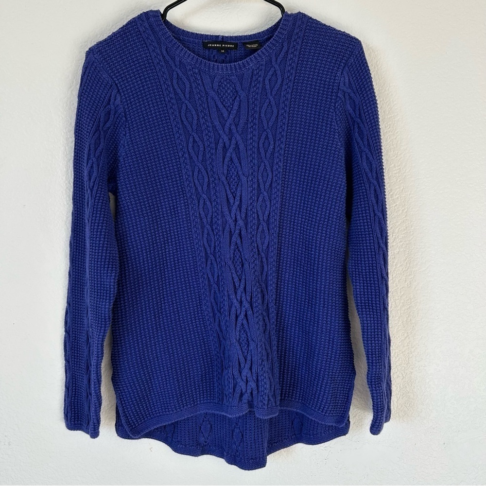 JEANNE PIERRE 100% Cotton Royal Blue Cable Knit Sweater Women’s Medium